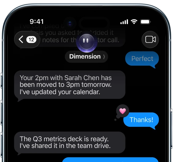 Dimension coordinating messages and deep work across mobile and desktop