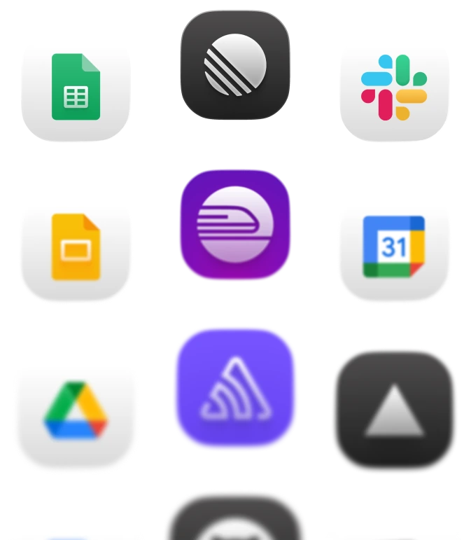 A grid of connected work tools