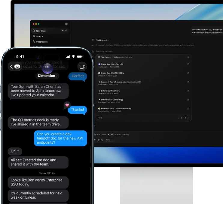 Dimension on mobile, desktop, and messaging surfaces
